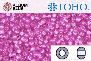 TOHO Round Seed Beads (RR8-2107) 8/0 Round Medium - Silver-Lined Milky Hot Pink