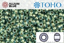 TOHO Round Seed Beads (RR15-284) 15/0 Round Small - Inside-Color Aqua/Gold-Lined