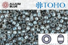 TOHO ラウンド Seed ビーズ (RR11-288) 11/0 ラウンド - Inside-カラー Crystal/Metallic Blue-Lined
