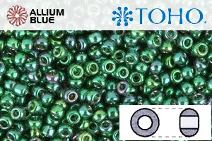 TOHO Round Seed Beads (RR15-322) 15/0 Round Small - Gold-Lustered Emerald