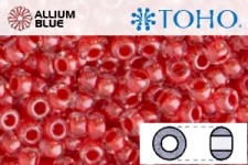 TOHO ラウンド Seed ビーズ (RR6-341) 6/0 ラウンド Large - Inside-カラー Crystal/Tomato-Lined