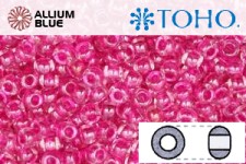 TOHO ラウンド Seed ビーズ (RR11-350) 11/0 ラウンド - Inside-カラー Crystal/Fuchsia-Lined