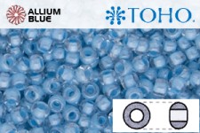 TOHO ラウンド Seed ビーズ (RR11-351) 11/0 ラウンド - Inside-カラー Crystal/Opaque Blue-Lined