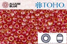 TOHO ラウンド Seed ビーズ (RR6-365) 6/0 ラウンド Large - Inside-カラー Lt Topaz/Pomegranate-Lined