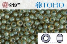 TOHO Round Seed Beads (RR3-380) 3/0 Round Extra Large - Inside-Color Topaz/Mint Julep-Lined
