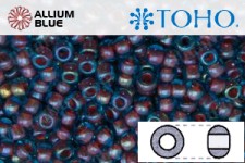 TOHO Round Seed Beads (RR11-381) 11/0 Round - Inside-Color Aqua/Oxblood-Lined