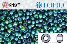 TOHO ラウンド Seed ビーズ (RR11-384) 11/0 ラウンド - Inside-カラー Rainbow Montana Blue/Opaque Green-Lined
