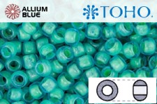 TOHO Round Seed Beads (RR6-954F) 6/0 Round Large - Inside-Color Frosted Aqua/Lt Jonquil-Lined