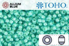 TOHO Round Seed Beads (RR8-954) 8/0 Round Medium - Inside-Color Aqua/Lt Jonquil-Lined