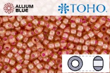 TOHO ラウンド Seed ビーズ (RR8-956) 8/0 ラウンド Medium - Inside-カラー Jonquil/Coral-Lined