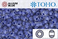 TOHO Round Seed Beads (RR3-966) 3/0 Round Extra Large - Inside-Color Crystal/Purple-Lined