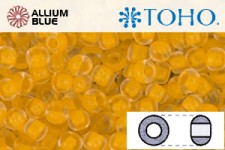 TOHO Round Seed Beads (RR8-974) 8/0 Round Medium - Inside-Color Crystal/Neon Sunflower