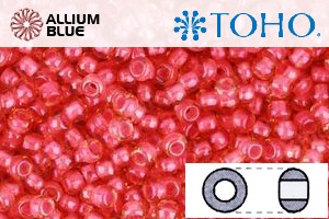 TOHO Round Seed Beads (RR8-979) 8/0 Round Medium - Luminous Lt Topaz/Neon Pink-Lined