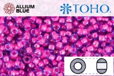 TOHO ラウンド Seed ビーズ (RR3-980) 3/0 ラウンド Extra Large - Luminous Lt Sapphire/Neon Pink-Lined