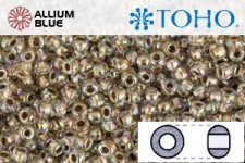 TOHO ラウンド Seed ビーズ (RR8-994) 8/0 ラウンド Medium - ゴールド-Lined Rainbow Crystal