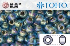 TOHO Round Seed Beads (RR11-995) 11/0 Round - Gold-Lined Rainbow Aqua