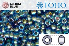 TOHO ラウンド Seed ビーズ (RR8-997) 8/0 ラウンド Medium - ゴールド-Lined Rainbow Lt Sapphire