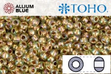 TOHO Round Seed Beads (RR3-998) 3/0 Round Extra Large - Gold-Lined Rainbow Lt Jonquil