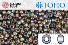 TOHO ラウンド Seed ビーズ (RR8-999) 8/0 ラウンド Medium - ゴールド-Lined Rainbow Black Diamond