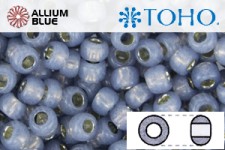 TOHO Round Seed Beads (RR8-PF2102) 8/0 Round Medium - PermaFinish - Silver-Lined Milky Montana Blue