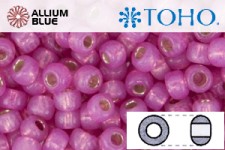 TOHO Round Seed Beads (RR3-PF2107) 3/0 Round Extra Large - PermaFinish - Silver-Lined Milky Electric Pink