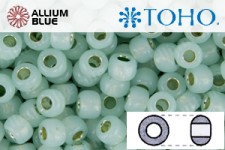 TOHO Round Seed Beads (RR8-PF2118) 8/0 Round Medium - PermaFinish - Silver-Lined Milky Lt Peridot