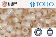 TOHO Round Seed Beads (RR8-PF2126) 8/0 Round Medium - PermaFinish - Silver-Lined Milky Peachy Pink