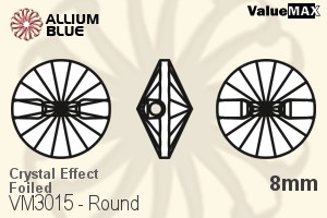 VALUEMAX CRYSTAL Round Sew-on Stone 8mm Crystal Aurore Boreale F