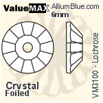 ValueMAX Lochrose Sew-on Stone (VM3100) 6mm - Clear Crystal With Foiling