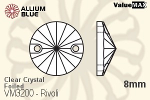 ValueMAX Rivoli Sew-on Stone (VM3200) 8mm - Clear Crystal With Foiling