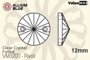 ValueMAX Rivoli Sew-on Stone (VM3200) 12mm - Clear Crystal With Foiling