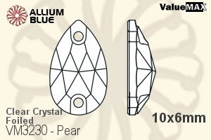 VALUEMAX CRYSTAL Pear Sew-on Stone 10x6mm Crystal F