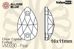 ValueMAX Pear Sew-on Stone (VM3230) 16x11mm - Clear Crystal With Foiling
