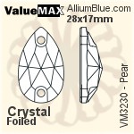 ValueMAX Pear Sew-on Stone (VM3230) 28x17mm - Clear Crystal With Foiling