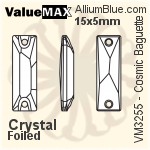 ValueMAX Cosmic Baguette Sew-on Stone (VM3255) 15x5mm - Clear Crystal With Foiling