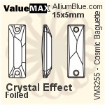 ValueMAX Cosmic Baguette Sew-on Stone (VM3255) 15x5mm - Crystal Effect With Foiling