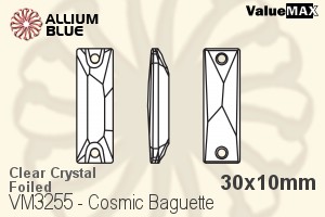 バリューマックス Cosmic Baguette ソーオンストーン (VM3255) 30x10mm - クリスタル 裏面フォイル