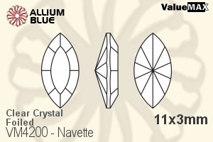 ValueMAX Navette Fancy Stone (VM4200) 11x3mm - Clear Crystal With Foiling