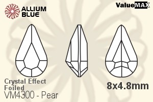 VALUEMAX CRYSTAL Pear Fancy Stone 8x4.8mm Crystal Aurore Boreale F