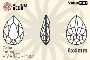 VALUEMAX CRYSTAL Pear Fancy Stone 6x4mm Light Smoked Topaz F