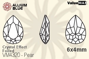 VALUEMAX CRYSTAL Pear Fancy Stone 6x4mm Crystal Aurore Boreale F