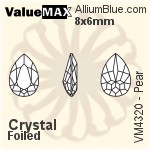 ValueMAX Pear Fancy Stone (VM4320) 8x6mm - Clear Crystal With Foiling