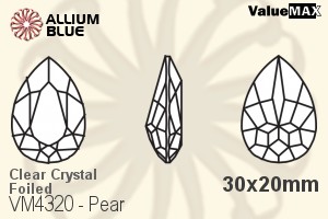 ValueMAX Pear Fancy Stone (VM4320) 30x20mm - Clear Crystal With Foiling