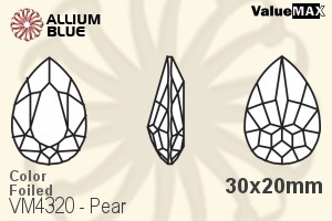 VALUEMAX CRYSTAL Pear Fancy Stone 30x20mm Blue Zircon F