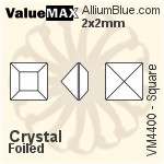 ValueMAX Square Fancy Stone (VM4400) 2x2mm - Clear Crystal With Foiling
