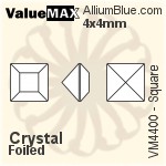 ValueMAX Square Fancy Stone (VM4400) 4x4mm - Clear Crystal With Foiling