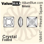 ValueMAX Princess Square Fancy Stone (VM4447) 8mm - Clear Crystal With Foiling