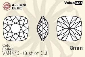 VALUEMAX CRYSTAL Cushion Cut Fancy Stone 8mm Blue Zircon F