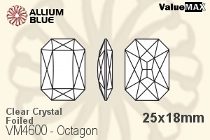 ValueMAX Octagon Fancy Stone (VM4600) 25x18mm - Clear Crystal With Foiling