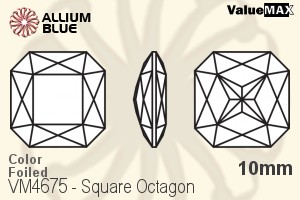 VALUEMAX CRYSTAL Square Octagon Fancy Stone 10mm Blue Zircon F